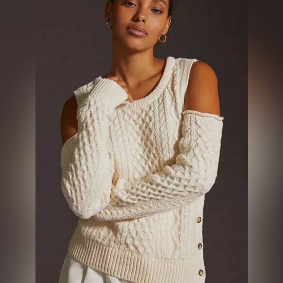 Anthropologie Pilcro Cold Shoulder Fisherman Sweater Knit Size Smalll - Picture 1 of 11